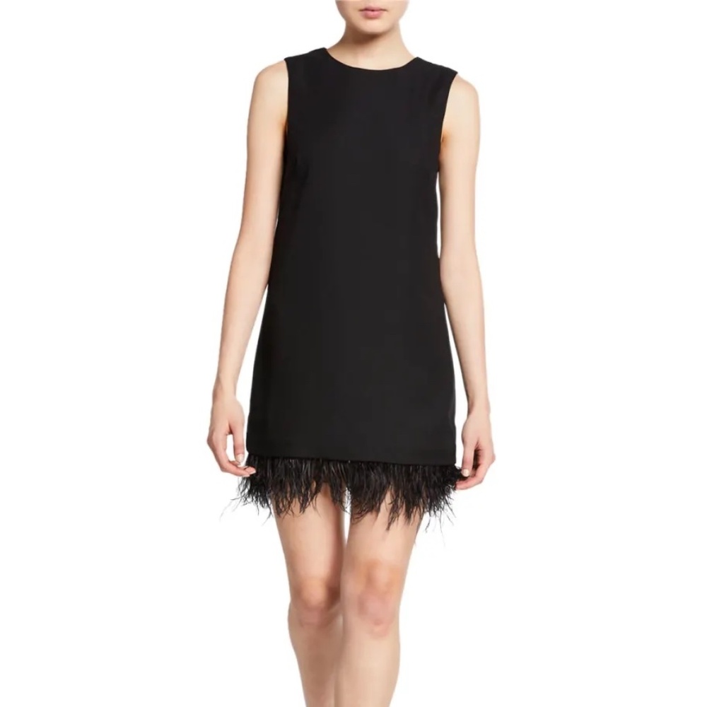 Chic Black Feathered Shift Dress - Club Monaco Quinella size 2